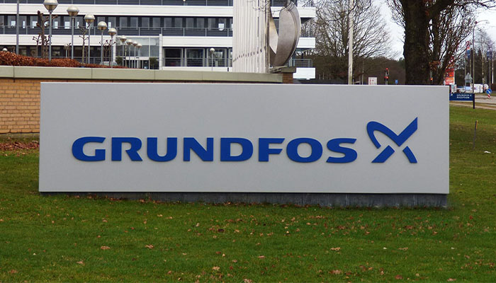 Grundfos skilt ved bygning